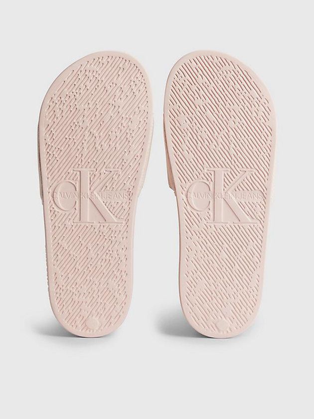 Pink Calvin Klein Recycled Canvas Sliders Women Slippers | FNAO-58692