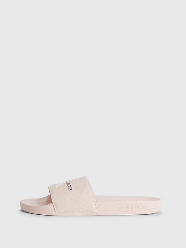 Pink Calvin Klein Recycled Canvas Sliders Women Slippers | FNAO-58692