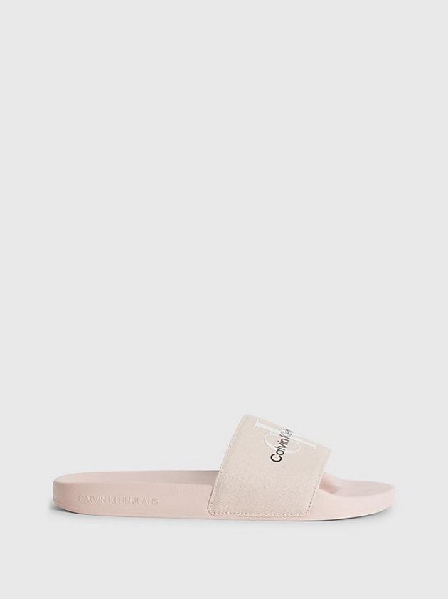 Pink Calvin Klein Recycled Canvas Sliders Women Slippers | FNAO-58692