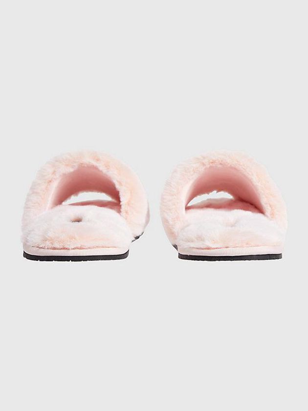 Pink Calvin Klein Recycled Faux Fur Women Slippers | AZQE-84069