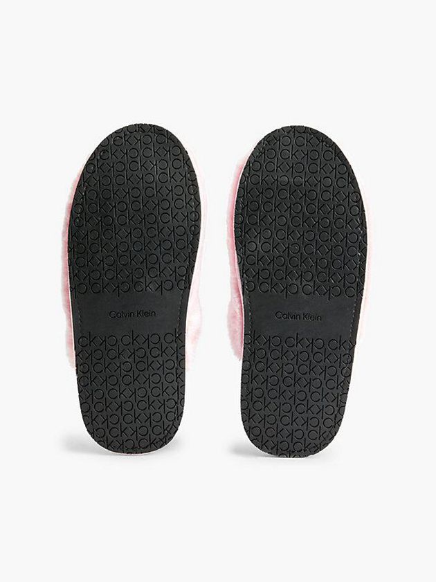 Pink Calvin Klein Recycled Faux Fur Women Slippers | AJND-98734