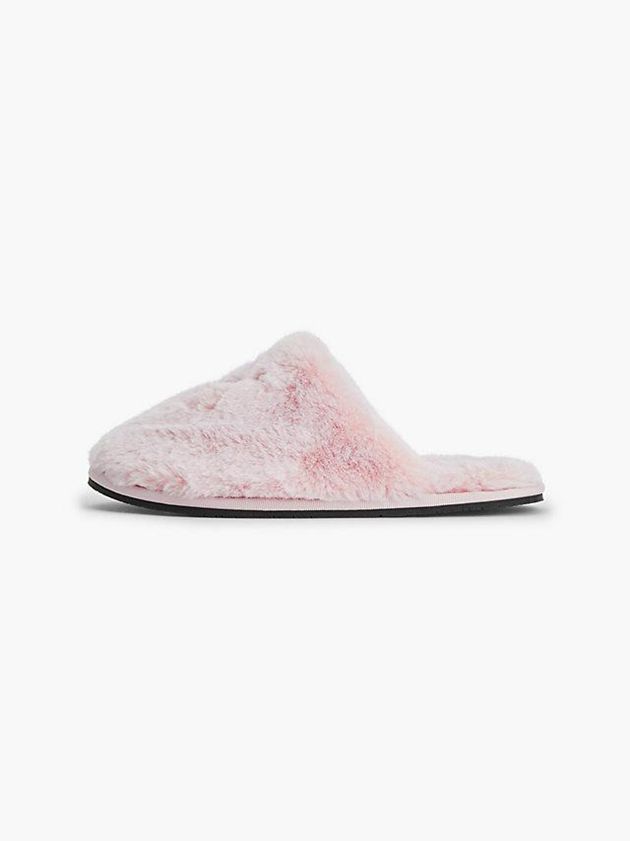 Pink Calvin Klein Recycled Faux Fur Women Slippers | AJND-98734