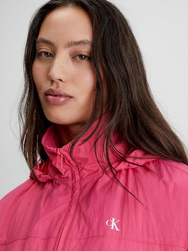 Pink Calvin Klein Recycled Hooded Windbreaker Women Jacket | GOVA-45723