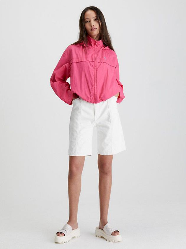 Pink Calvin Klein Recycled Hooded Windbreaker Women Jacket | GOVA-45723