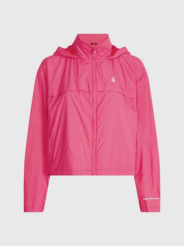Pink Calvin Klein Recycled Hooded Windbreaker Women Jacket | GOVA-45723