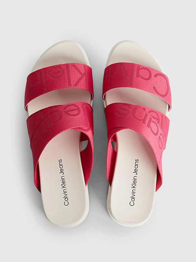 Pink Calvin Klein Recycled Logo Jacquard Platform Women Sandals | QJBM-76052