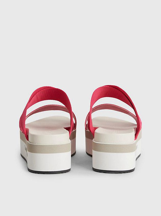 Pink Calvin Klein Recycled Logo Jacquard Platform Women Sandals | QJBM-76052