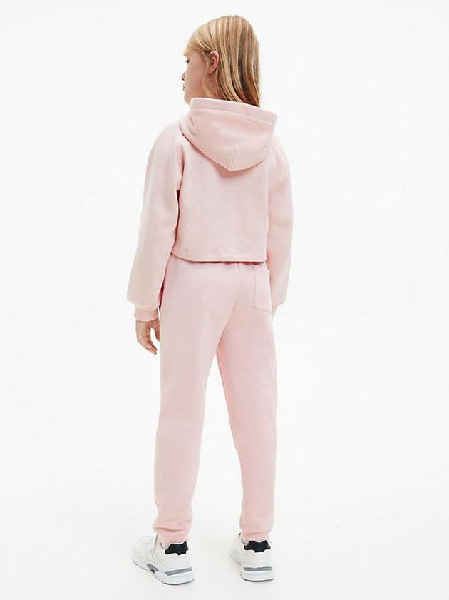 Pink Calvin Klein Recycled Polyester Cropped Girls's Hoodie | QDJL-80597