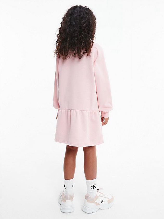 Pink Calvin Klein Recycled Polyester Flared Logo Girls's Dress | QLIF-26789