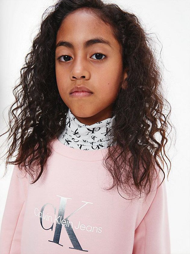 Pink Calvin Klein Recycled Polyester Flared Logo Girls's Dress | QLIF-26789