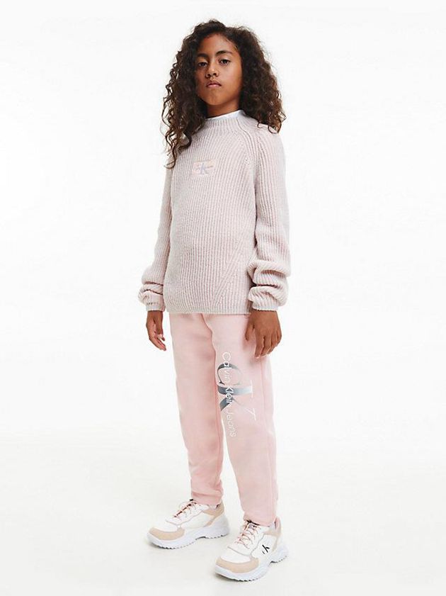 Pink Calvin Klein Recycled Polyester Logo Girls's Joggers | XZTE-73908
