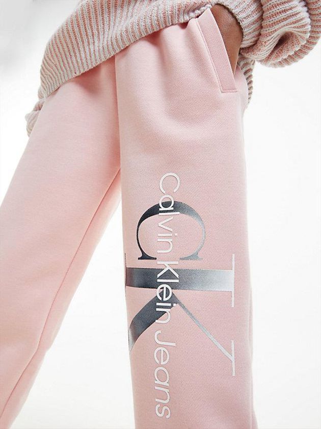 Pink Calvin Klein Recycled Polyester Logo Girls's Joggers | XZTE-73908