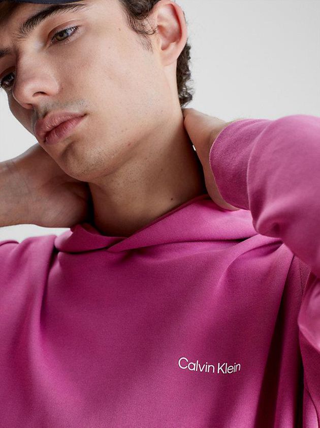 Pink Calvin Klein Recycled Polyester Men Hoodie | TSOM-72463