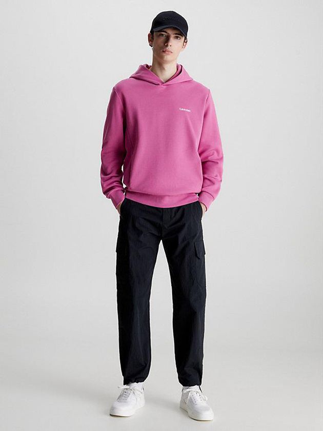 Pink Calvin Klein Recycled Polyester Men Hoodie | TSOM-72463