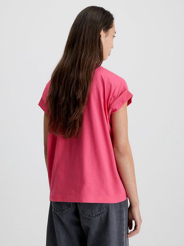 Pink Calvin Klein Relaxed Monogram Women T-Shirt | MLYA-73942
