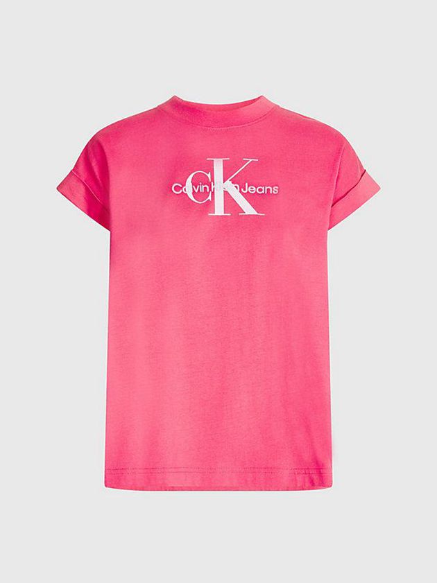 Pink Calvin Klein Relaxed Monogram Women T-Shirt | MLYA-73942