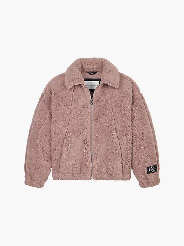 Pink Calvin Klein Relaxed Teddy Bomber Girls's Jacket | LMOG-29381