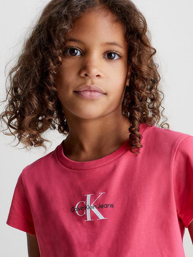 Pink Calvin Klein Slim Organic Cotton Girls's T-Shirt | OGCB-23179