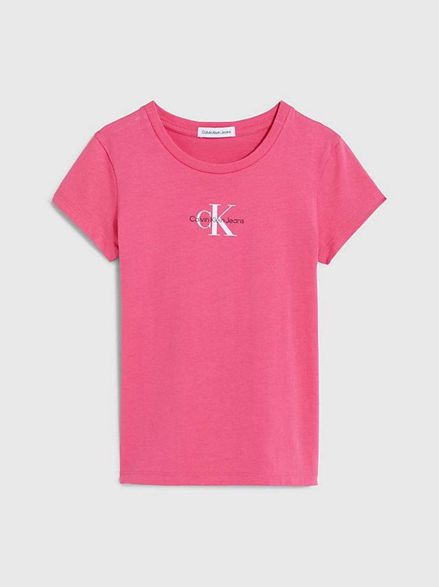 Pink Calvin Klein Slim Organic Cotton Girls's T-Shirt | OGCB-23179