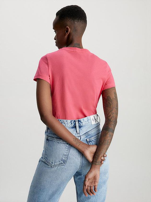 Pink Calvin Klein Slim Organic Cotton Women T-Shirt | LGKA-23691