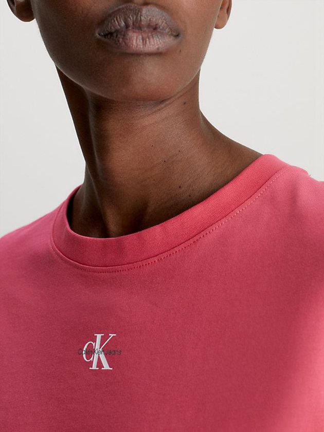 Pink Calvin Klein Slim Organic Cotton Women T-Shirt | LGKA-23691