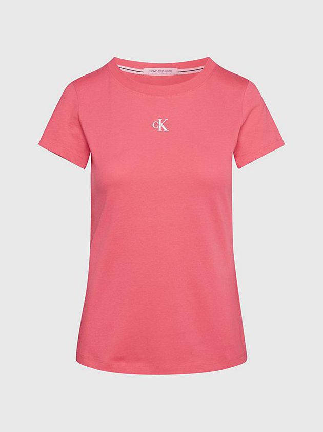 Pink Calvin Klein Slim Organic Cotton Women T-Shirt | LGKA-23691