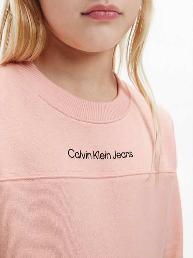 Pink Calvin Klein Sweatshirt Girls's Dress | YDNW-64715