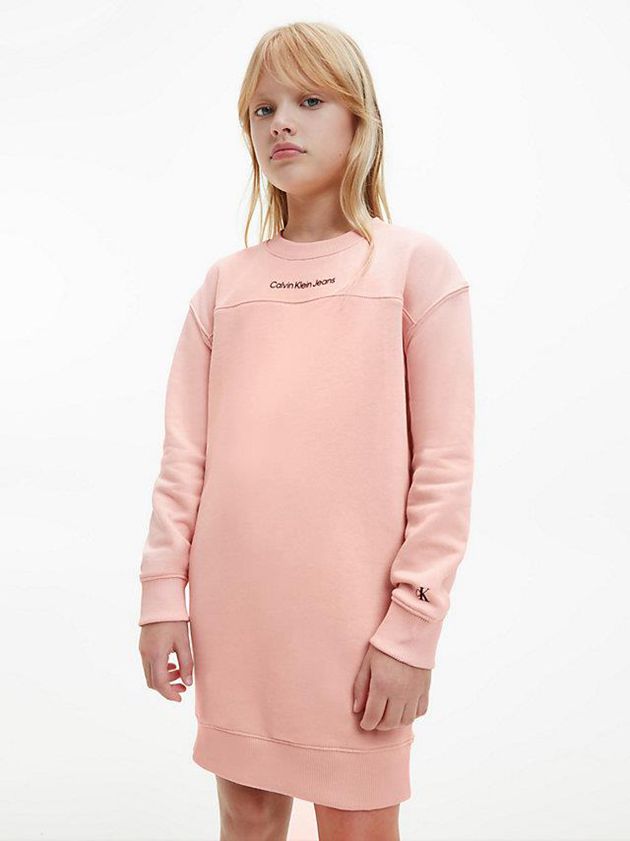 Pink Calvin Klein Sweatshirt Girls's Dress | YDNW-64715