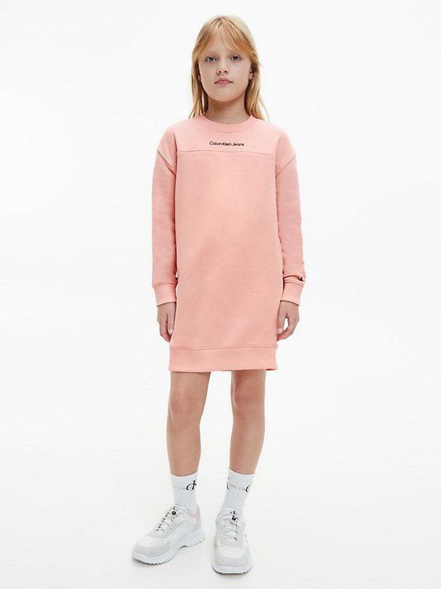 Pink Calvin Klein Sweatshirt Girls\'s Dress | YDNW-64715