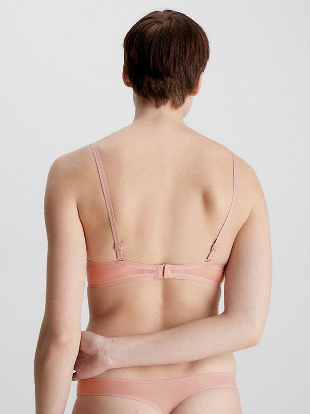 Pink Calvin Klein T-Shirt - Sheer Marquisette Women Bra | HTDO-16308