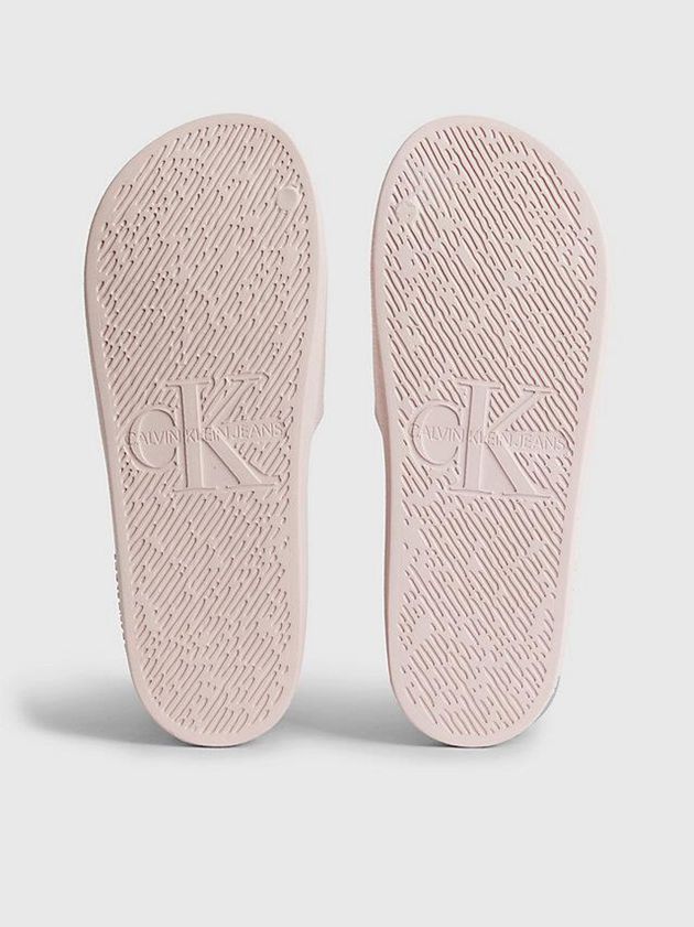 Pink Calvin Klein Textured Sliders Women Slippers | OZLN-32984