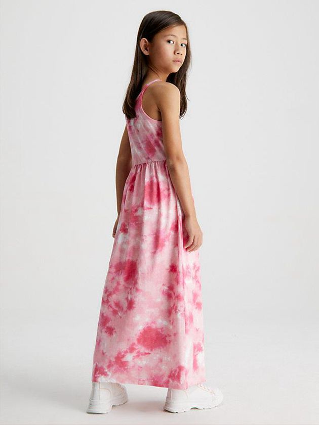 Pink Calvin Klein Tie Dye Maxi Girls's Dress | PSDH-95342