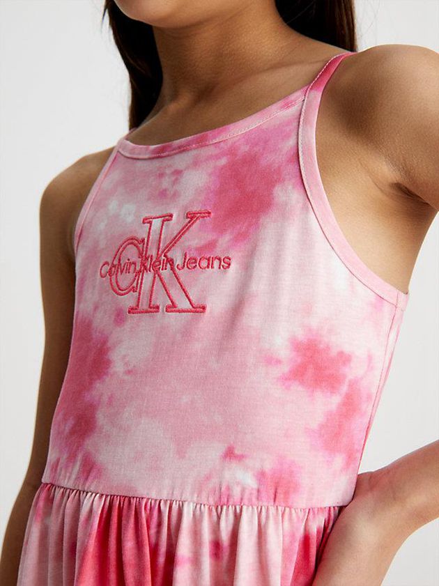 Pink Calvin Klein Tie Dye Maxi Girls's Dress | PSDH-95342