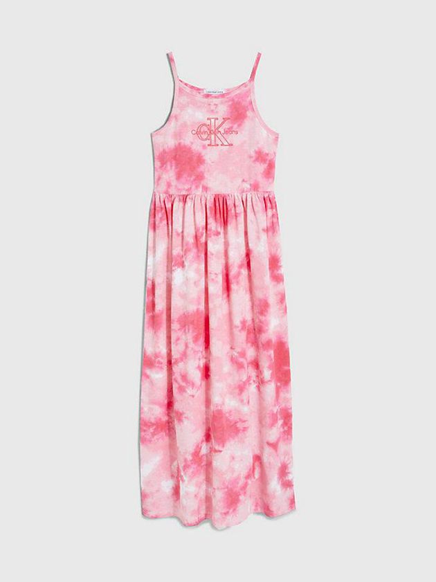 Pink Calvin Klein Tie Dye Maxi Girls's Dress | PSDH-95342