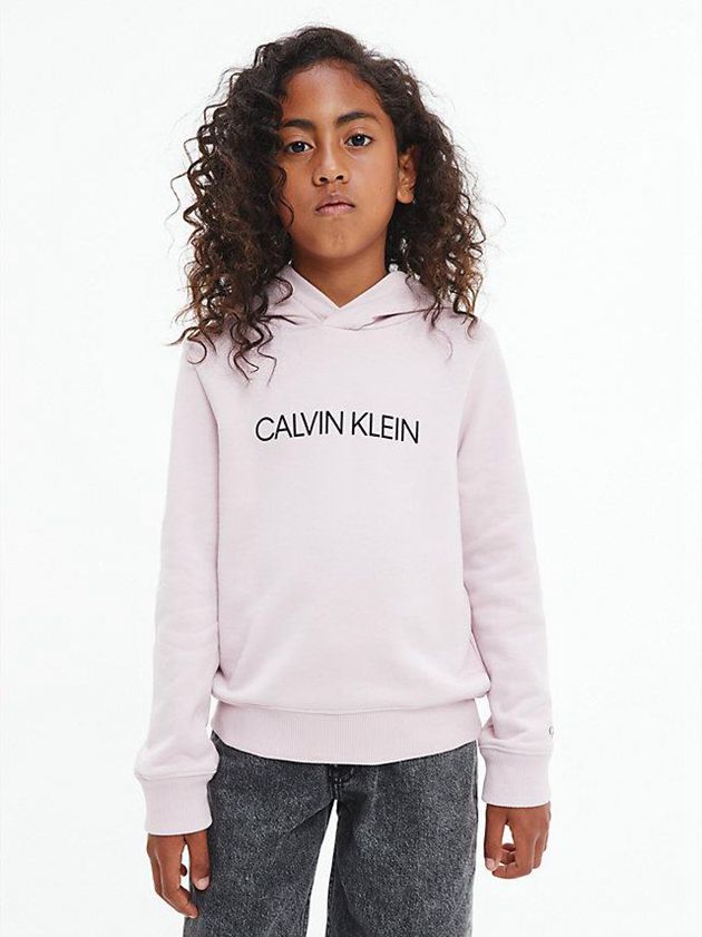 Pink Calvin Klein Unisex Logo Boys's Hoodie | DOUP-01356