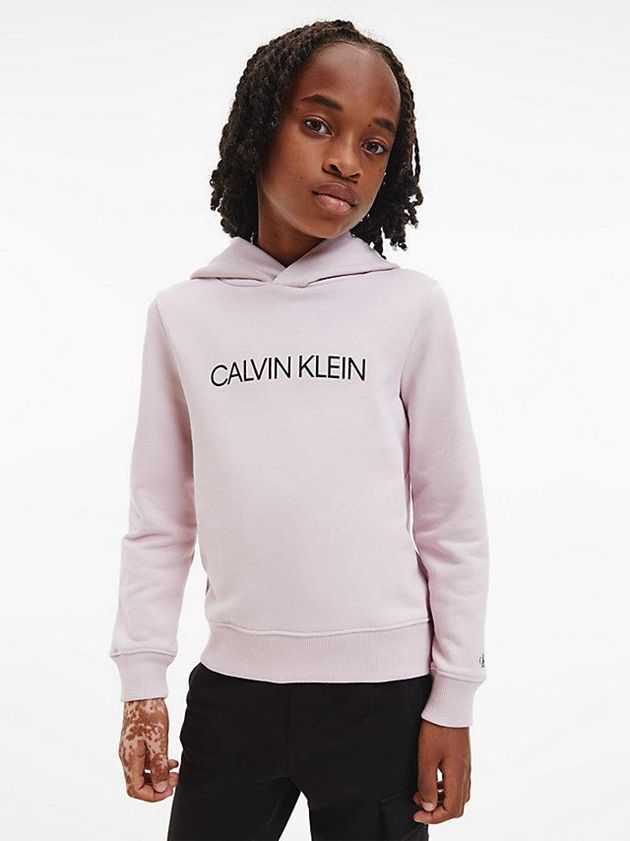 Pink Calvin Klein Unisex Logo Boys's Hoodie | DOUP-01356