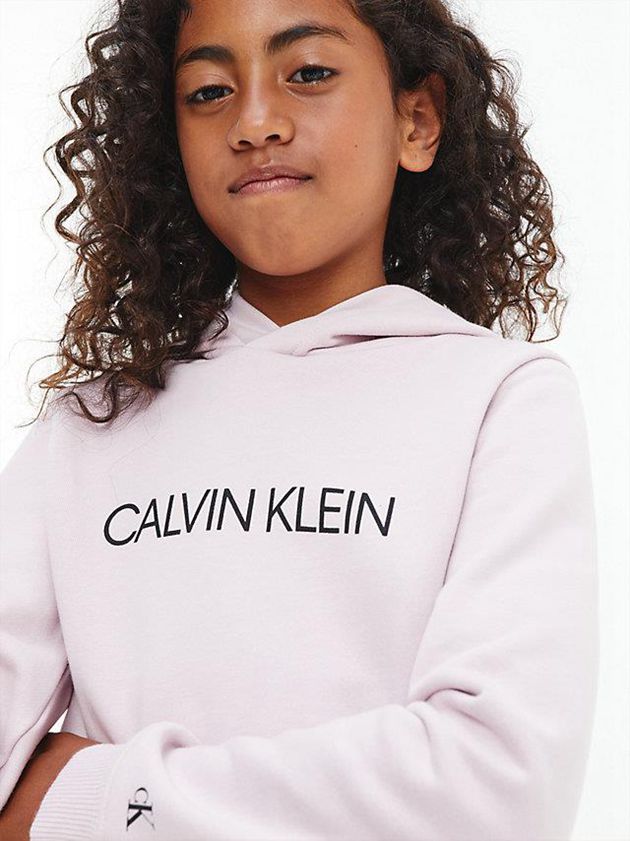 Pink Calvin Klein Unisex Logo Boys's Hoodie | DOUP-01356