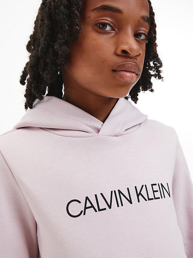 Pink Calvin Klein Unisex Logo Boys's Hoodie | DOUP-01356