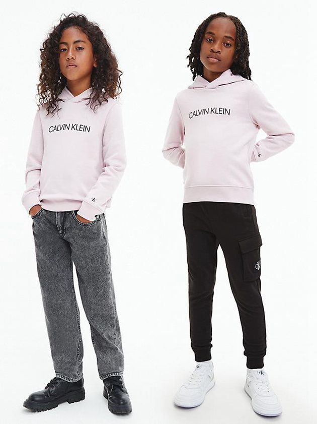 Pink Calvin Klein Unisex Logo Boys\'s Hoodie | DOUP-01356