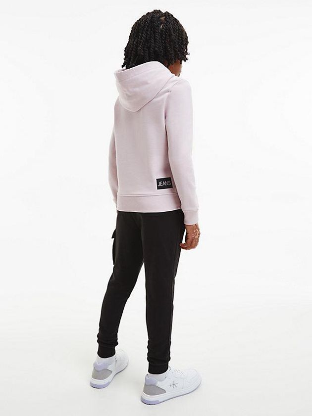 Pink Calvin Klein Unisex Logo Girls's Hoodie | EMIO-17253