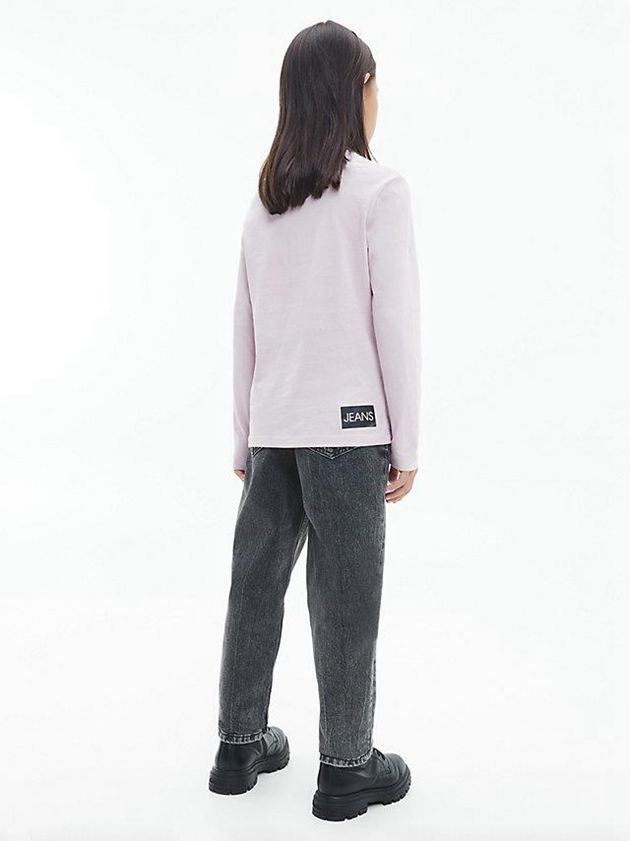 Pink Calvin Klein Unisex Long Sleeve Girls's T-Shirt | PNJD-63284