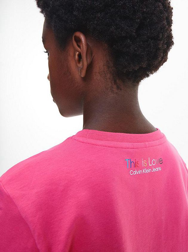 Pink Calvin Klein Unisex Monogram - Pride Girls's T-Shirt | XINS-67184