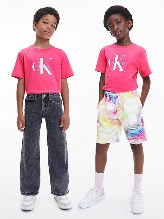 Pink Calvin Klein Unisex Monogram - Pride Girls\'s T-Shirt | XINS-67184