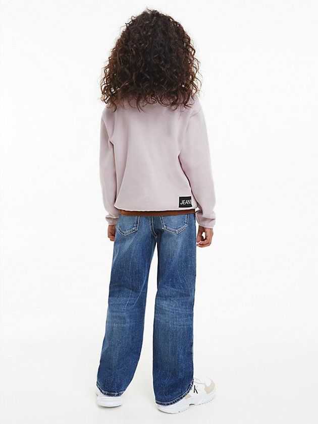 Pink Calvin Klein Unisex Relaxed Zip Neck Boys's Sweatshirt | EUVS-04635