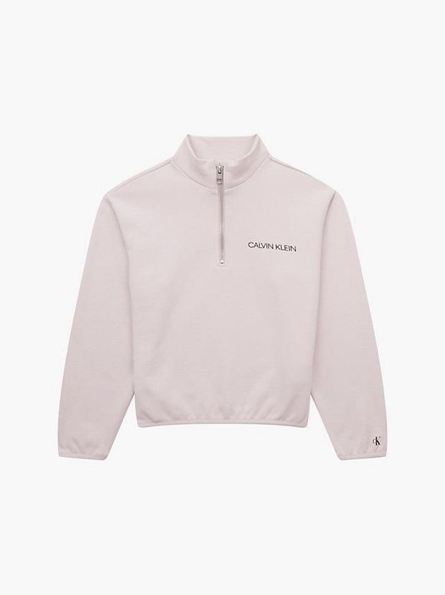 Pink Calvin Klein Unisex Relaxed Zip Neck Boys's Sweatshirt | EUVS-04635