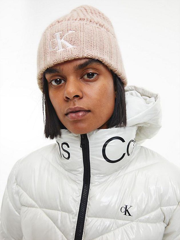 Pink Calvin Klein Waffle Knit Women Beanie | NSTQ-13940