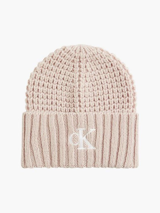 Pink Calvin Klein Waffle Knit Women Beanie | NSTQ-13940