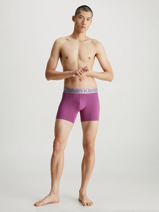 Purple Calvin Klein 3 Pack Boxer - Steel Cotton Men Briefs | ZLVB-25361