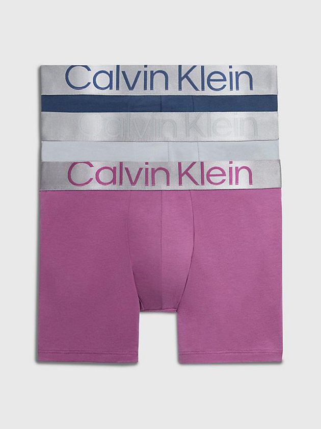 Purple Calvin Klein 3 Pack Boxer - Steel Cotton Men Briefs | ZLVB-25361