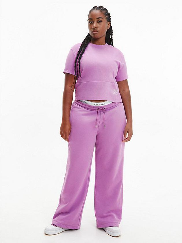 Purple Calvin Klein Cropped Organic Cotton Women T-Shirt | EUKD-80371